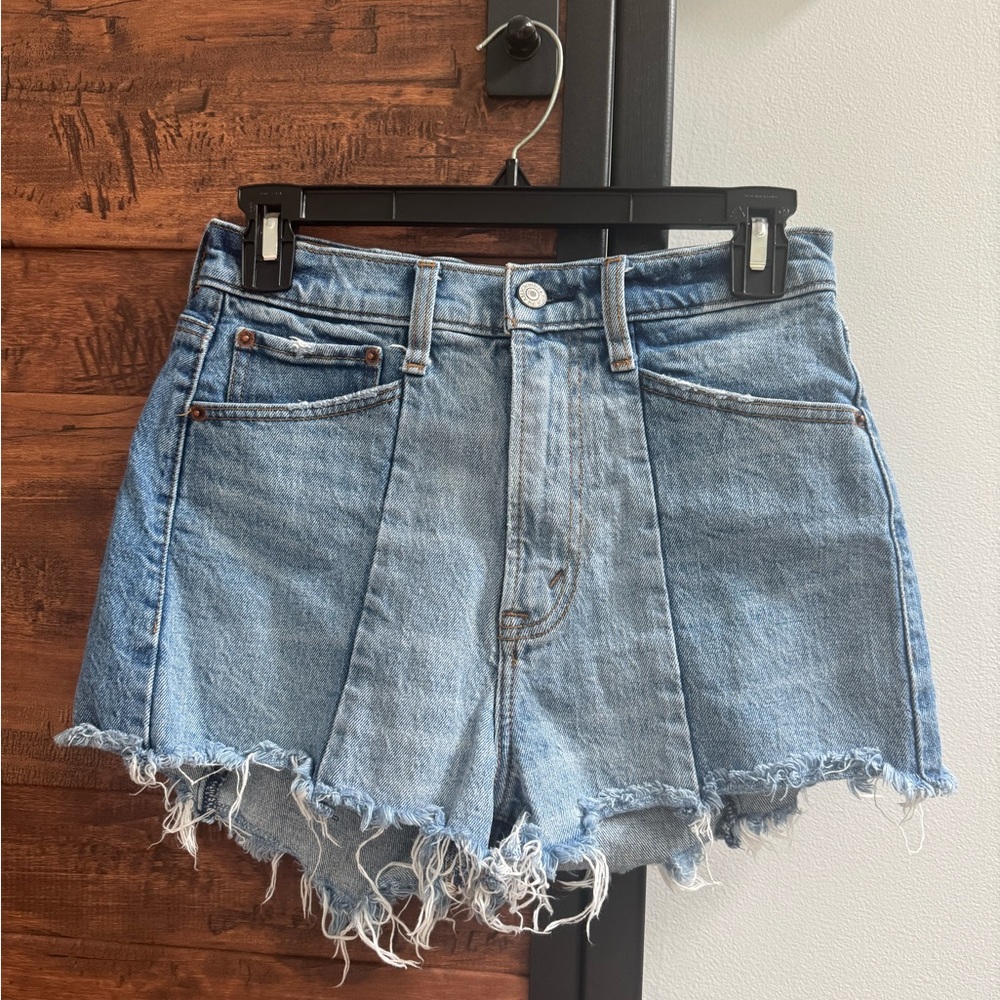 Abercrombie & Fitch Two Toned Frayed Jean Shorts